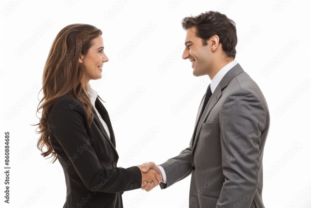 Businesswoman and businessman shaking hands Businesswoman and businessman shaking hands
