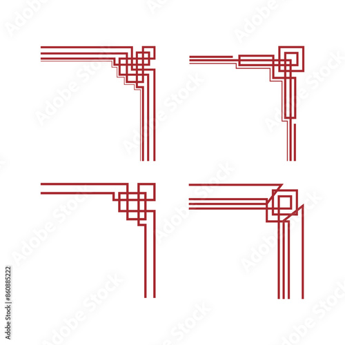 red chinese corners frame orn...