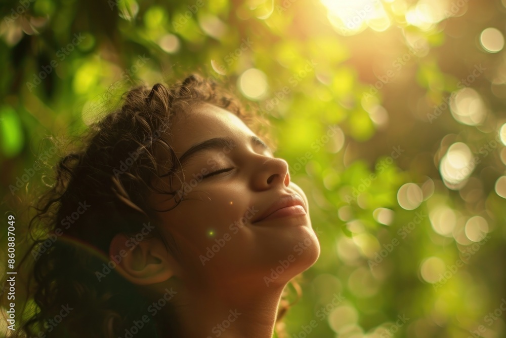 Fototapeta premium Nature sunlight portrait outdoors.