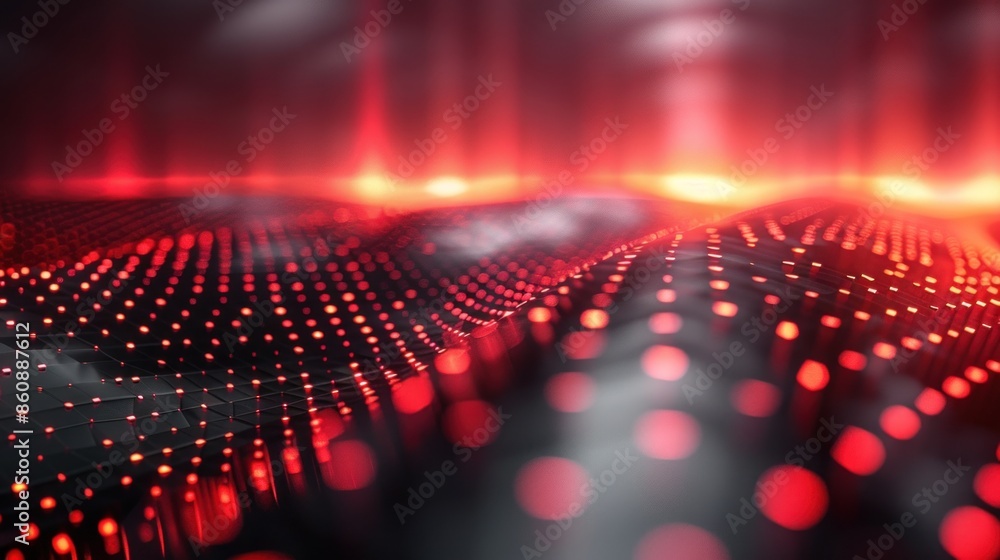 Fototapeta premium Emphasize the reflective qualities of the Cyber Light Line backdrop, capturing the interplay of light and shadow as it dances across its surface.