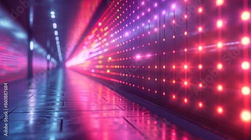 Wallpaper Mural Experiment with unconventional angles and perspectives to showcase the Cyber Light Line backdrop from unique vantage points, offering viewers a fresh interpretation of its design. Torontodigital.ca