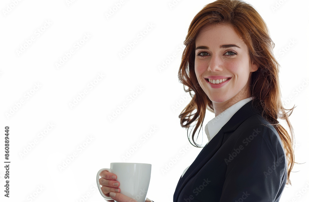 Smiling Businesswoman Holding a Cup of Coffee Smiling Businesswoman Holding a Cup of Coffee