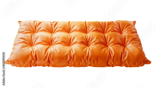 Orange inflatable mattress isolated on white background