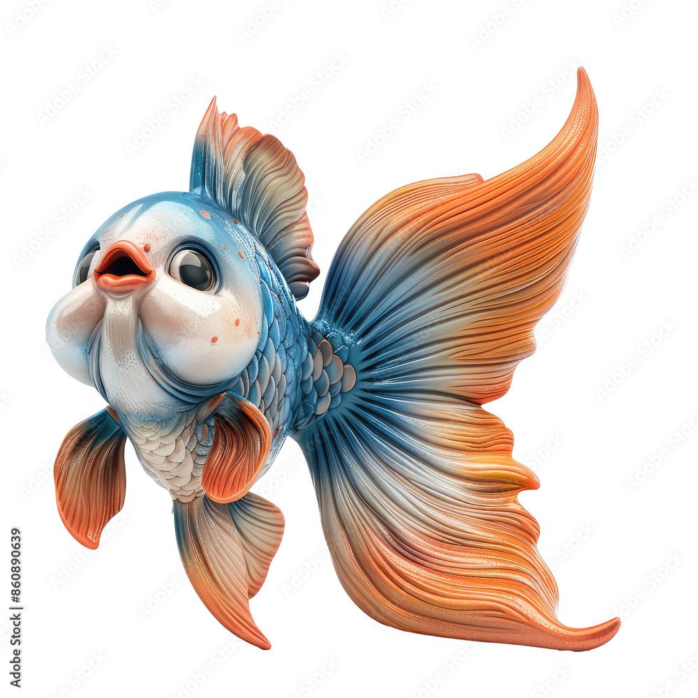 Obraz premium blue and orange happy fish 