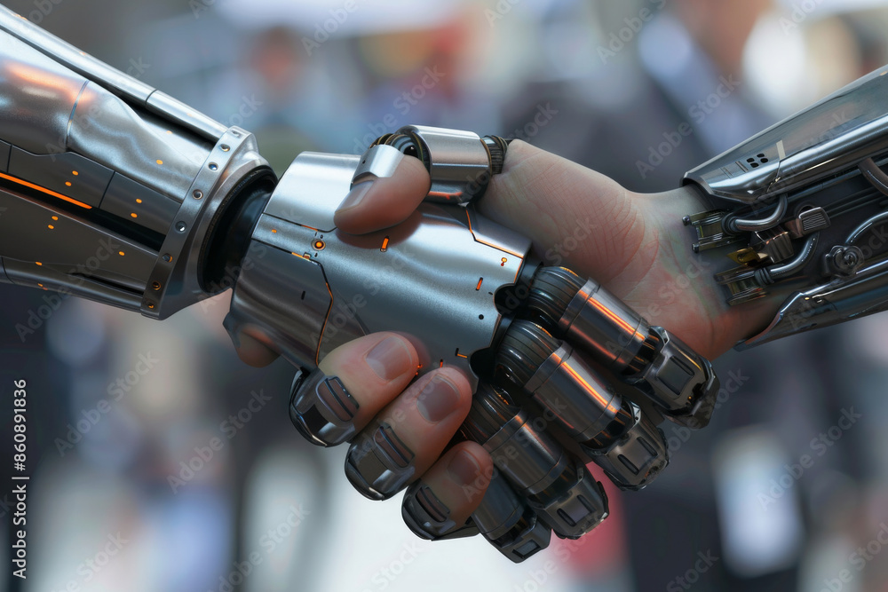 Human Hand and Robotic Hand Shake Human Hand and Robotic Hand Shake