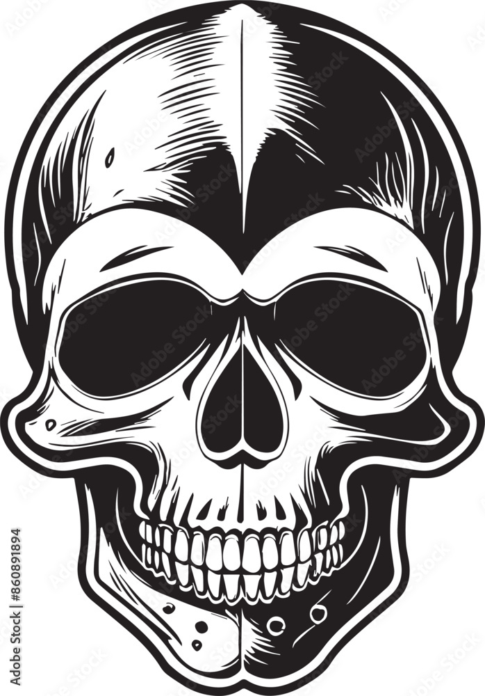 Black and white skull silhouette, vector illustration Black and white skull silhouette, vector illustration