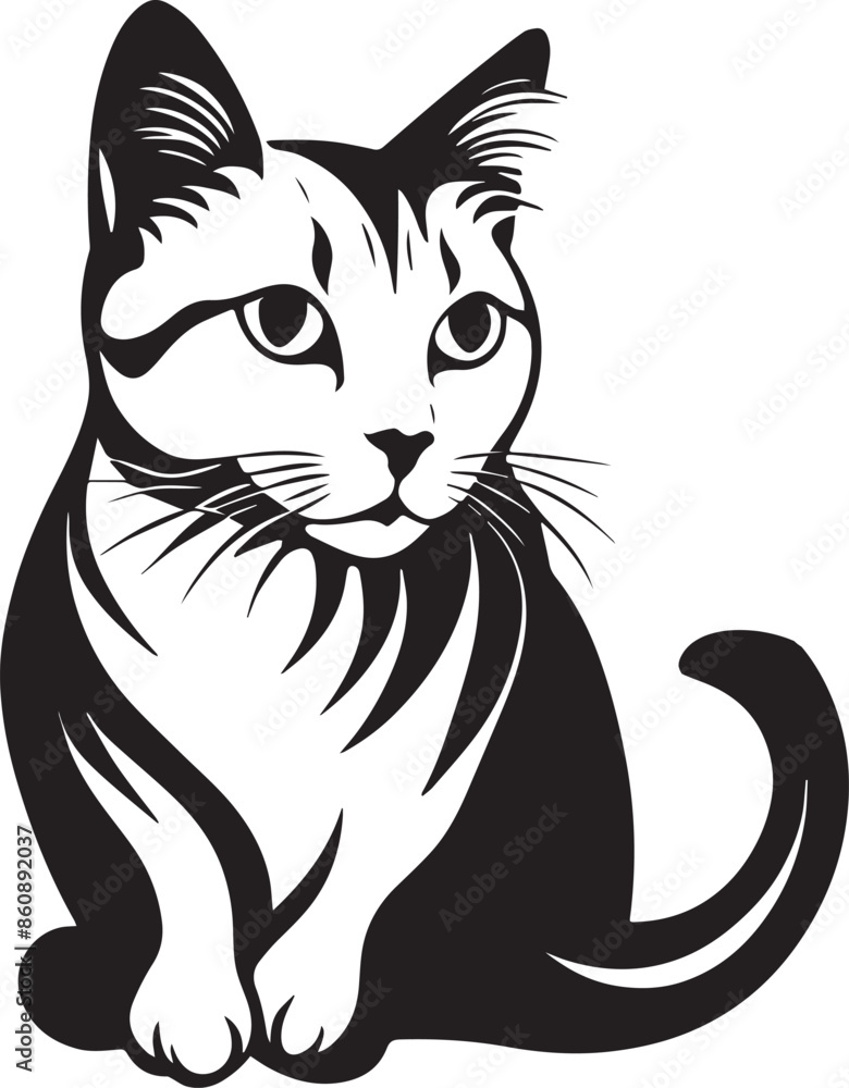 Black and white cat silhouette, vector illustration Black and white cat silhouette, vector illustration
