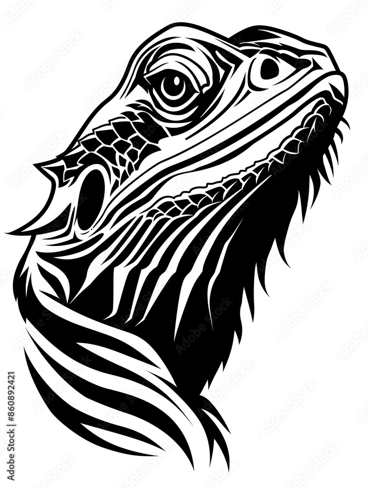 Obraz premium A lizard with a black and white pattern on its face