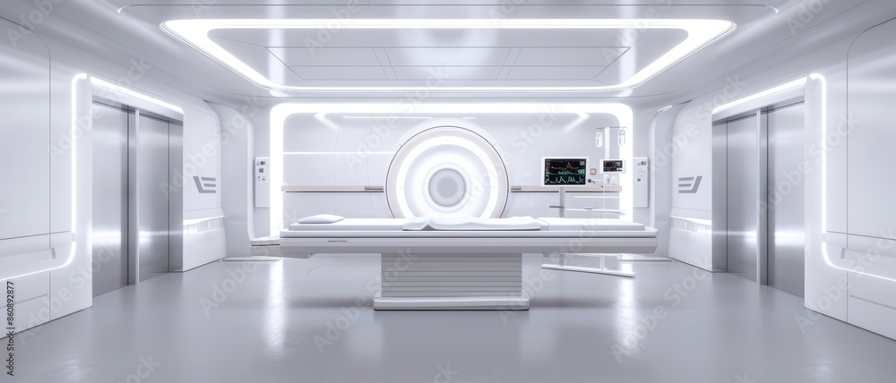 Futuristic Medical Examination Room with Advanced Technology and Modern Design Futuristic Medical Examination Room with Advanced Technology and Modern Design