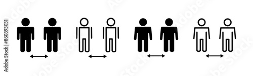 Social distance icon set. social distancing icon. self quarantine sign