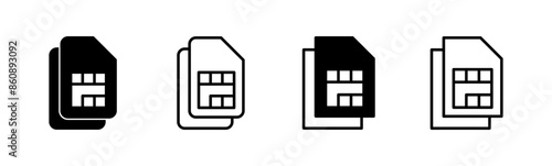 Sim card icon set. dual sim card icon vector