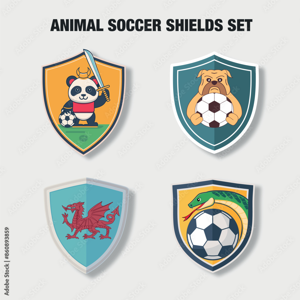 Fototapeta premium ANIMAL SOCCER SHIELDS SET