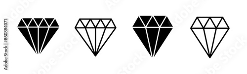 Diamond icon set. diamond gems vector icon.