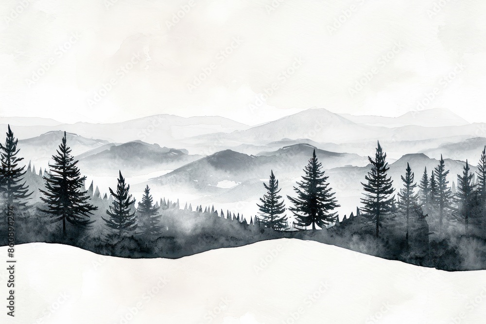 Obraz premium Minimal winter landscape monochrome outdoors nature.