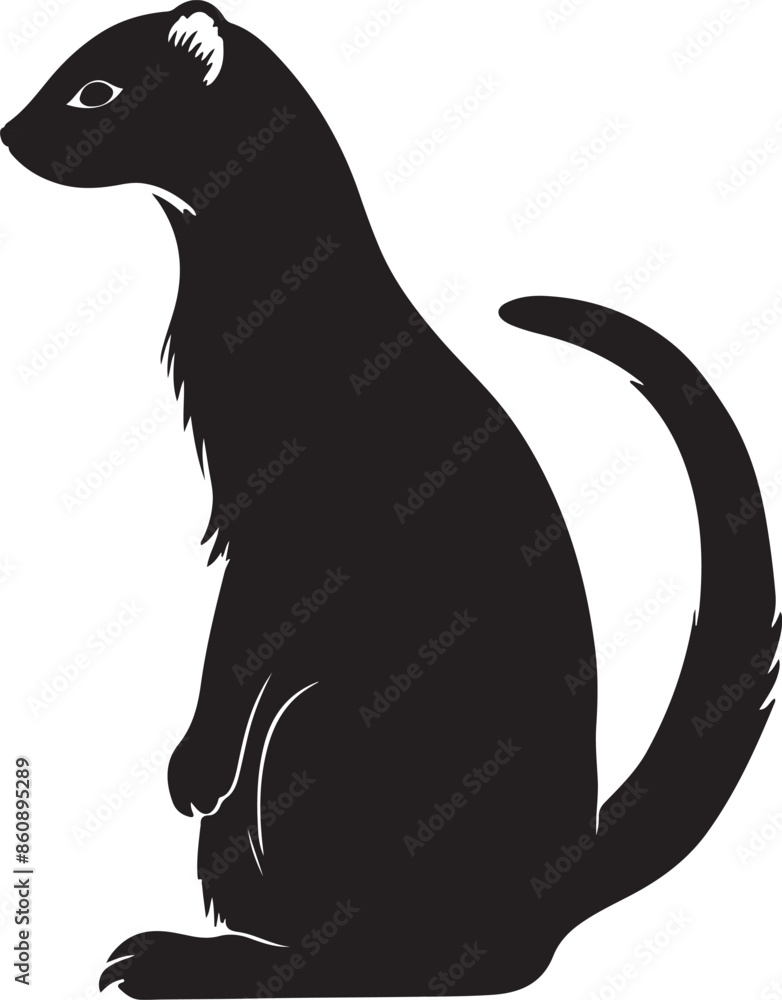 Weasel Silhouette Vector Illustration White Background Weasel Silhouette Vector Illustration White Background
