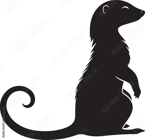 Weasel Silhouette Vector Illustration White Background