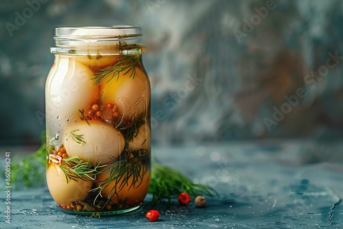 Brining pickled eggs photo