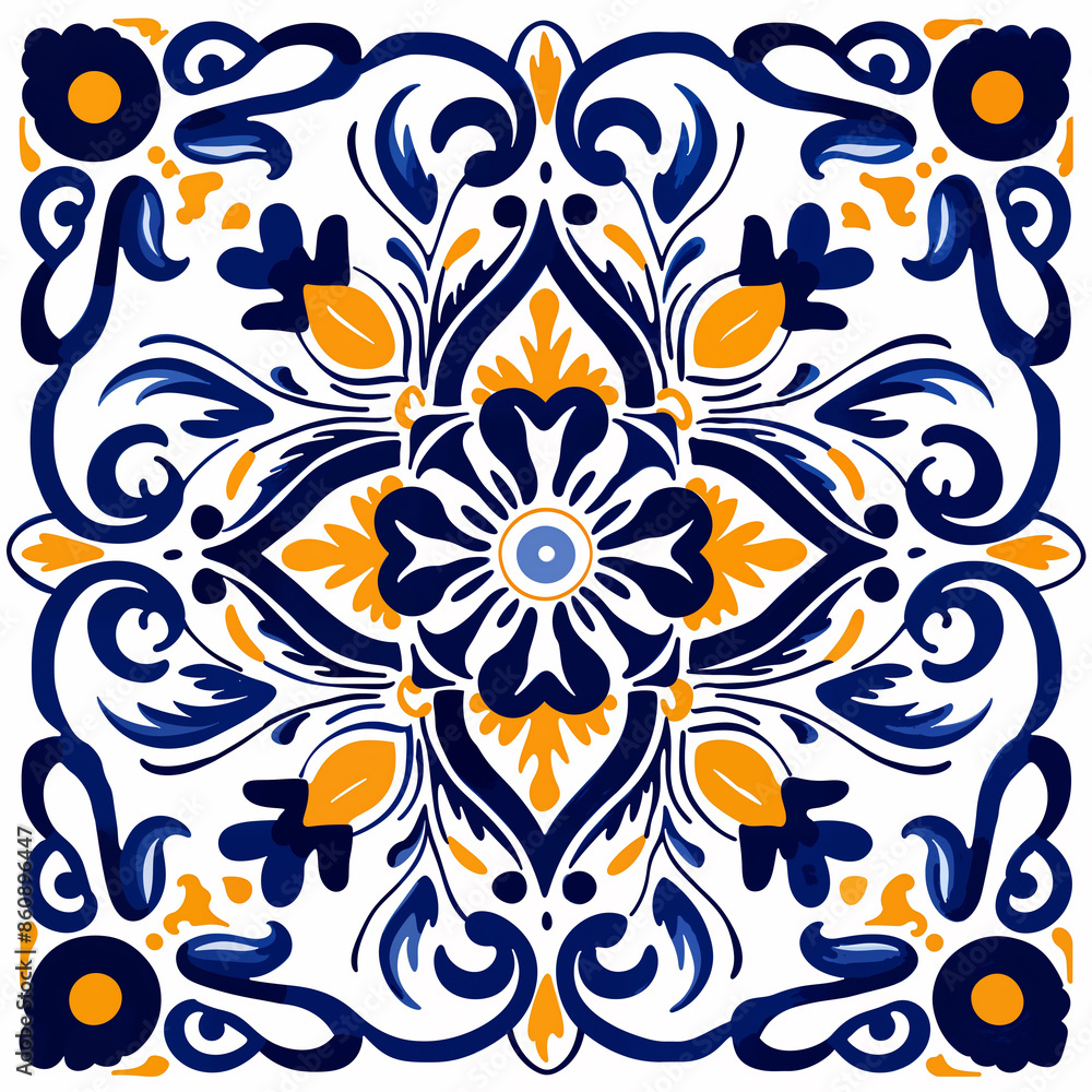 Colorful Talavera folk art ceramic tile design. Colorful Talavera folk art ceramic tile design.