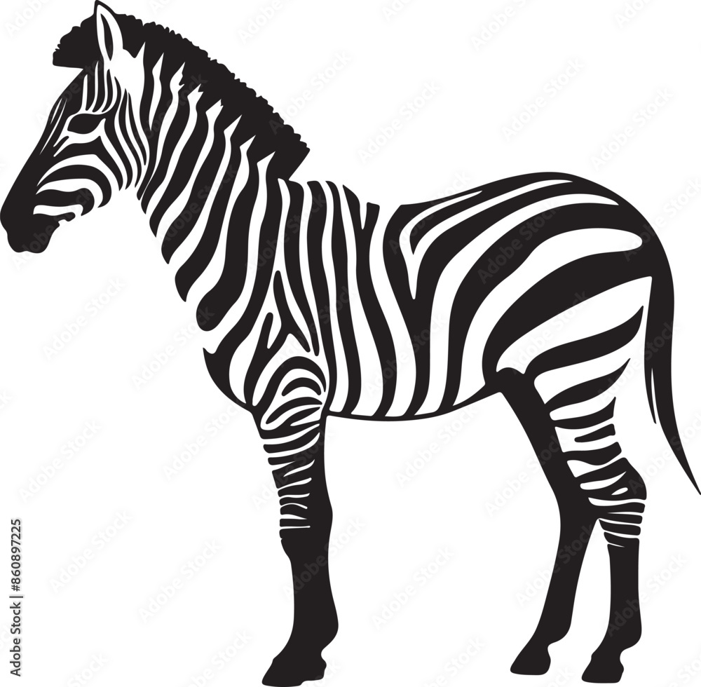 Fototapeta premium Zebra Silhouette Vector Illustration White Background