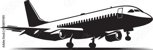 Airplane Silhouette Vector Illustration White Background