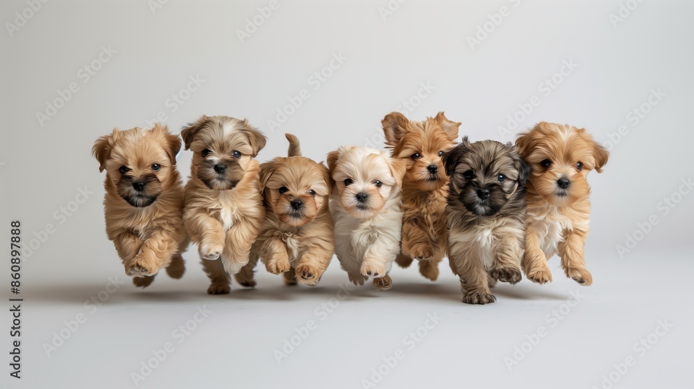 Adorable Puppies Posing in Studio on White Background Adorable Puppies Posing in Studio on White Background