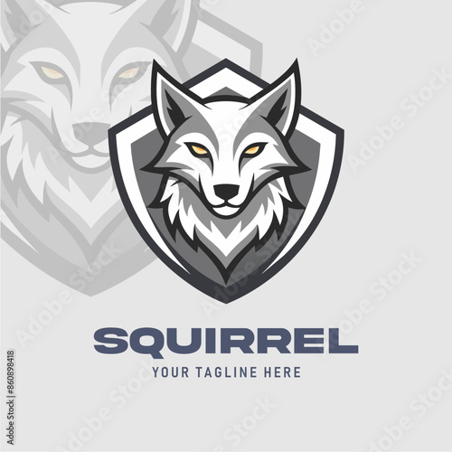 Squirrel head logo vector gre...