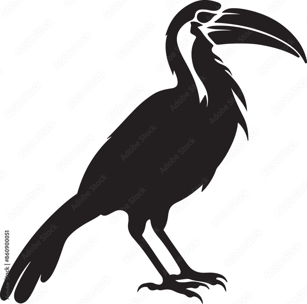 Fototapeta premium Hornbill Silhouette Vector Illustration White Background