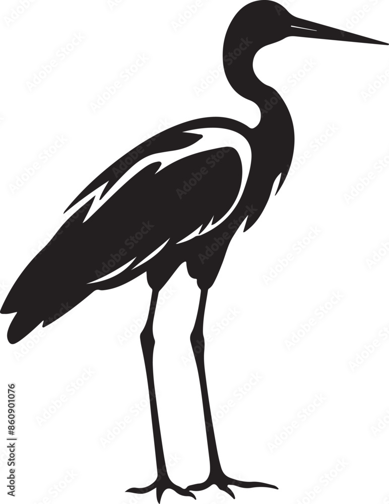 Stork Silhouette Vector Illustration White Background Stork Silhouette Vector Illustration White Background