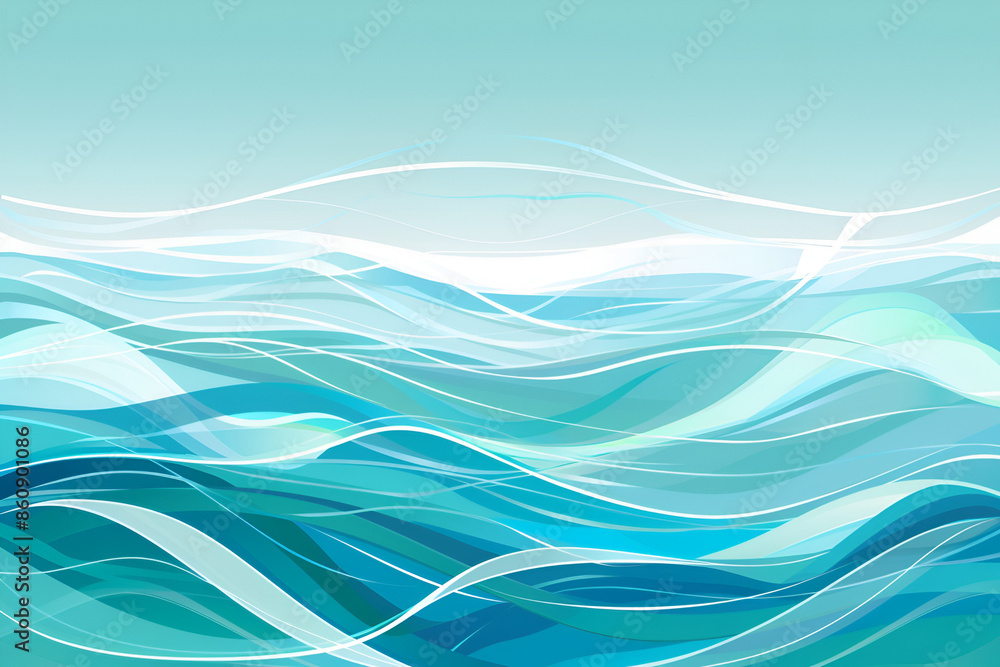 Fototapeta premium Abstract Blue Wave Pattern with Light Accents