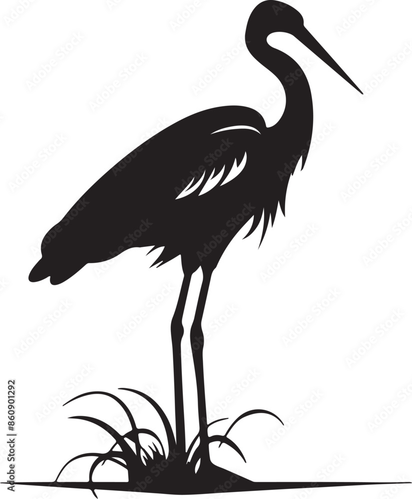 Obraz premium Stork Silhouette Vector Illustration White Background