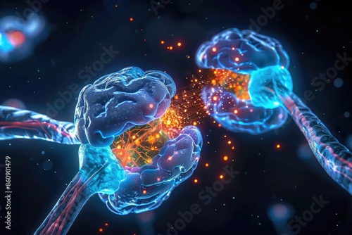 Neural connection: nerve synapse - intricate junction where nerve cells communicate, essential for transmitting signals throughout the nervous system.