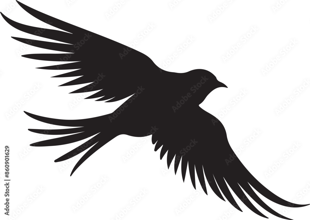 Obraz premium Swift Bird Silhouette Vector Illustration White Background