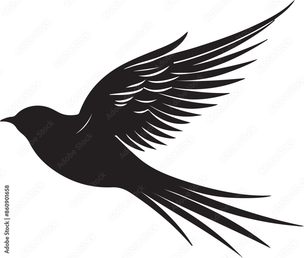 Obraz premium Swift Bird Silhouette Vector Illustration White Background