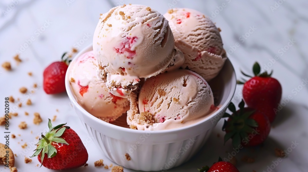 Strawberry Ice Cream with Cookie Crumbs Strawberry Ice Cream with Cookie Crumbs