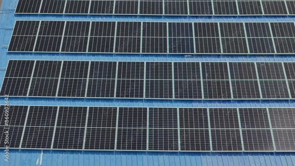 Top aerial view of solar cell panel at roof top structure or solar plant. Renewable Energy Industry for future energy resources Sustainability and clean energy. Alternative source of electricity. Top aerial view of solar cell panel at roof top structure or solar plant. Renewable Energy Industry for future energy resources Sustainability and clean energy. Alternative source of electricity.