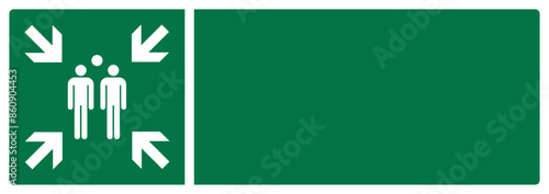 iso emergency and first aid safety signs evacuation assembly point your custom message here landscape size 1/2 a4,a3,a2,a1