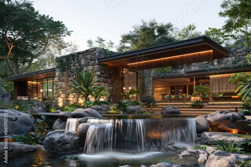 A luxurious villa at the foot of the mountain