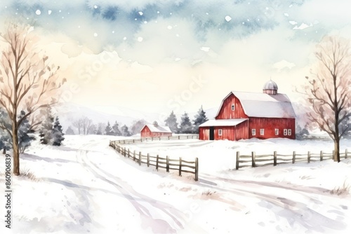 Winter field landscape.