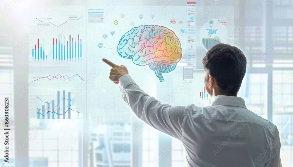 Businessman Presenting Brain Strategy Businessman Presenting Brain Strategy