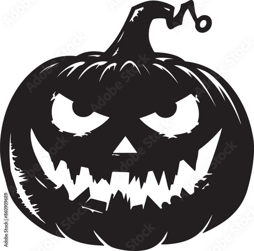 Halloween Pumpkin Silhouette Vector Illustration White Background