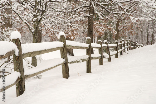 Snowy Split-Rail Fence