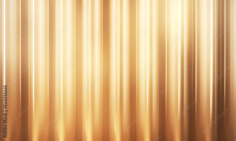 Obraz premium A golden corrugated glass texture overlay. A panel with luxury aesthetic backdrop, with acryl sheet like material. Gold background