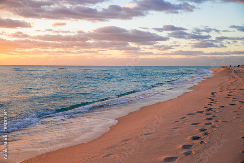 Beautiful clouds over the sea, sunrise