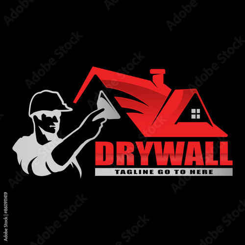 Modern drywall logo template