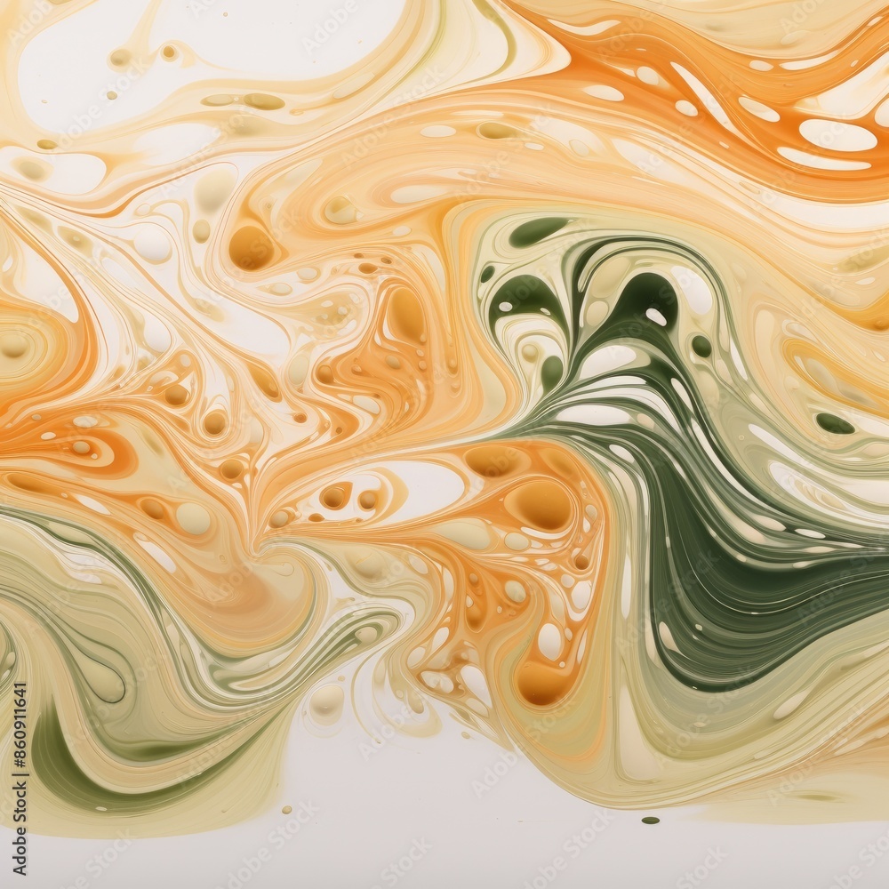 Abstract Fluid Art in Orange and Green Abstract Fluid Art in Orange and Green
