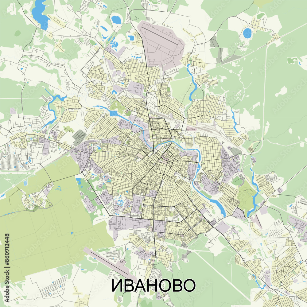 Naklejka premium Ivanovo, Russia map poster art