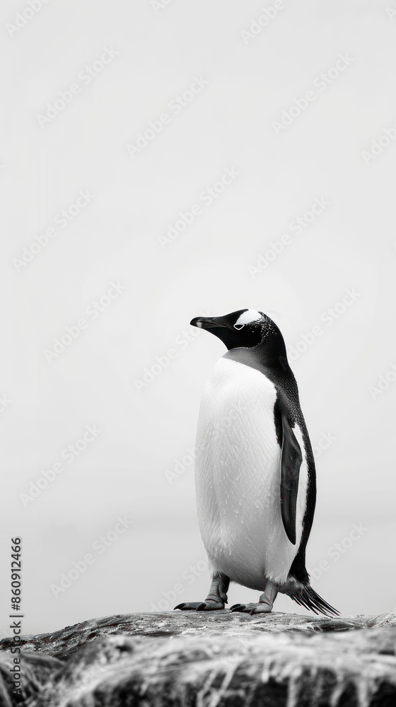 Fototapeta premium Penguin award winning photography, minimalist, commercial ads photo, advertising, stunning