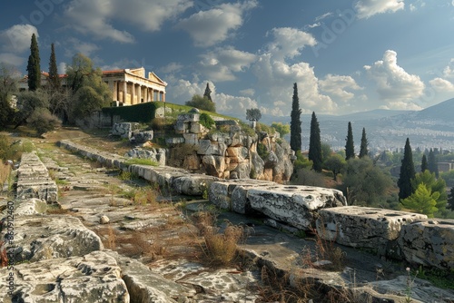 Ancient Greek city of Eleusis, known for its sacred Mysteries and grand temple  photo