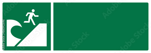 iso emergency and first aid safety signs tsunami evacuation area your custom message here landscape size 1/2 a4,a3,a2,a1