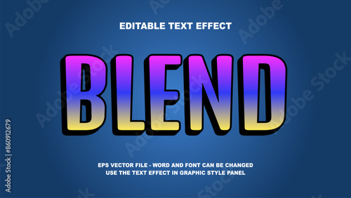 Editable Text Effect Blend 3D Vector Template